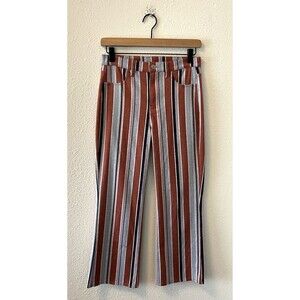 American Eagle Pants Womens 4 Short Striped Straight Leg High Rise Stretch 70's